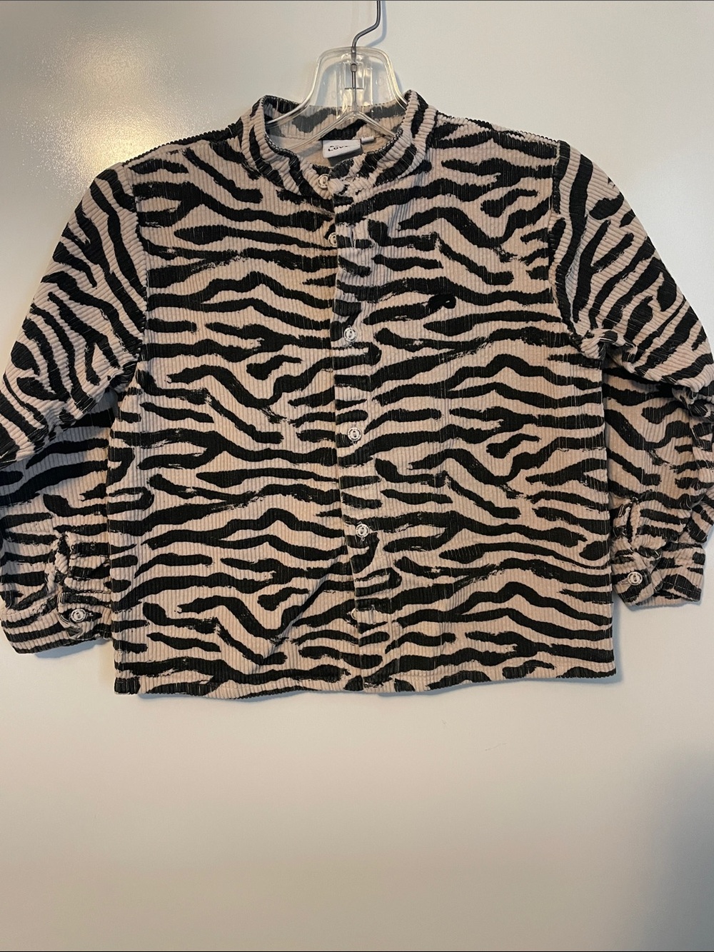 Beau Loves Corduroy Leopard Print Button down Shirt Size 6-7